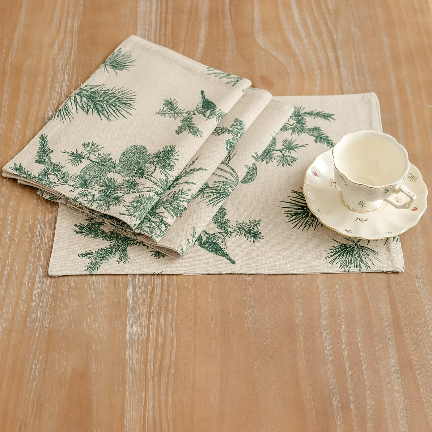 

Linen Tree Fall Placemats Christmas Cloth Table Mats Rustic Seasonal for Kitchen Dining Table Decor Washable Tablemats 13x19Inch