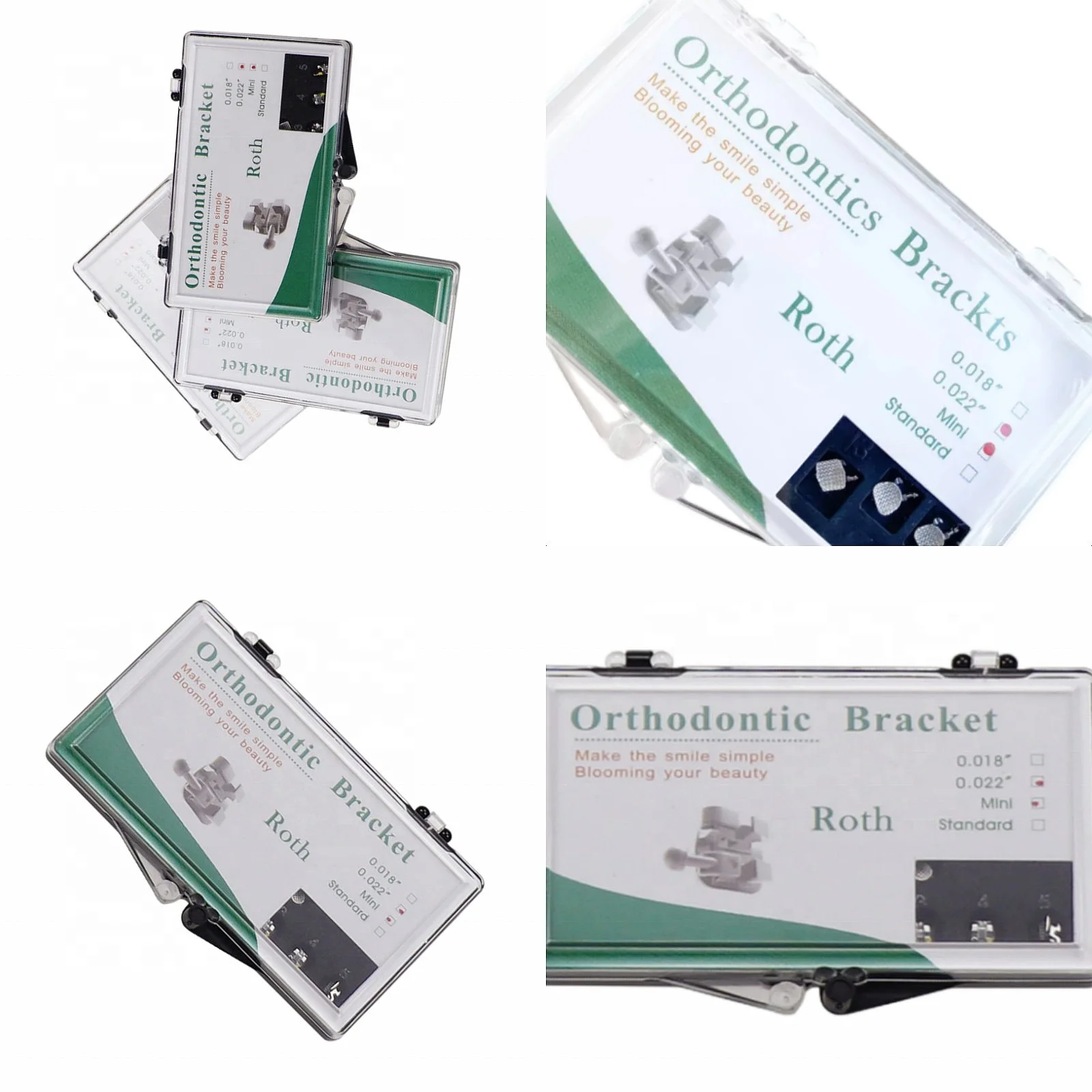 Brackets Metálicos de Ortodoncia Dentales Roth 0.022 Hook 345 Mini MBT 0.018 Slot Base de Malla Estándar Individual
