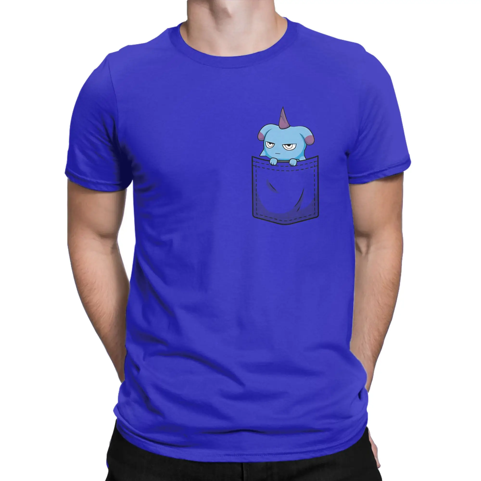 Harajuku Pocket Depressos T-Shirt Men 100%Cotton Short Sleeve  Crewneck Summer Top Tee