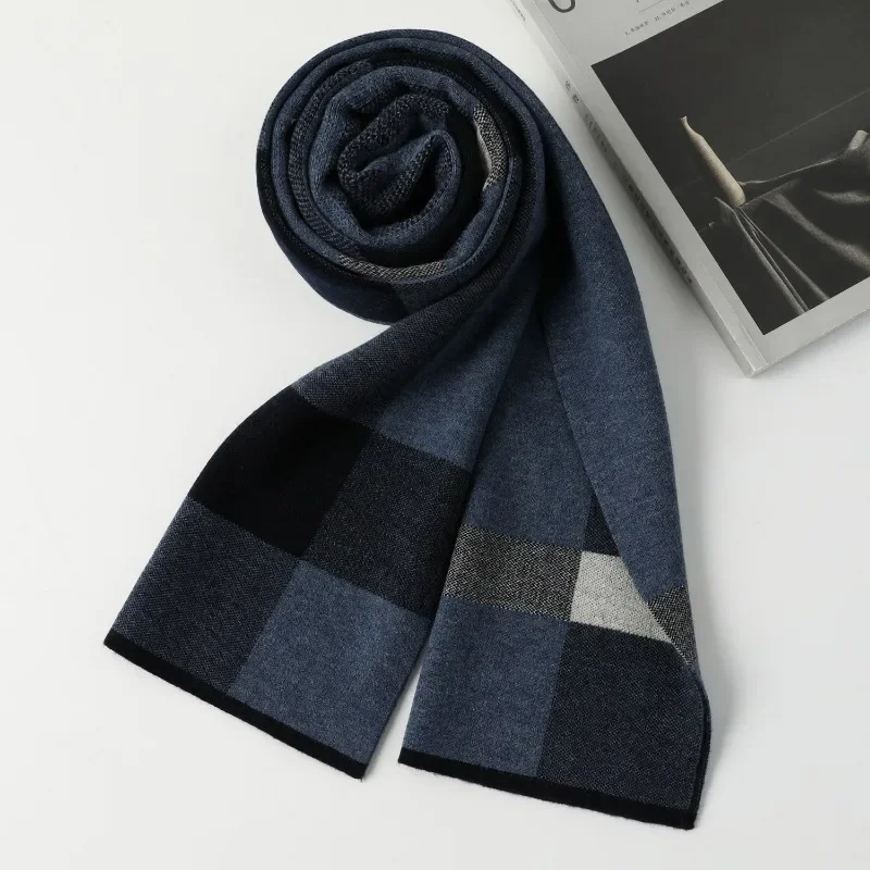 High Quality Pure 100% Wool Men Scarf Soft Warm Cashmere Muffler Male Autumn Winter Shawl Business Scarf Chrismas Gift Boy