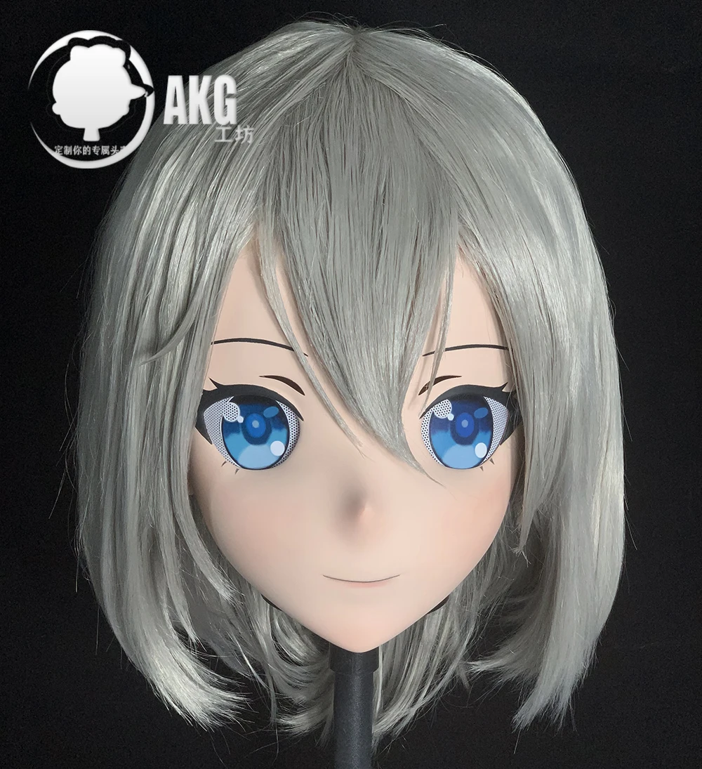 (AL46) Customize Character Crossdress Female/Girl Resin Half/ Full Head With Lock Cosplay Japanese Anime Game Role Kigurumi Mask