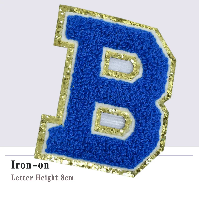 Navy blue Letter Iron on Patches 3D Chenille Embroidered Applique Alphabet Letter For Clothing