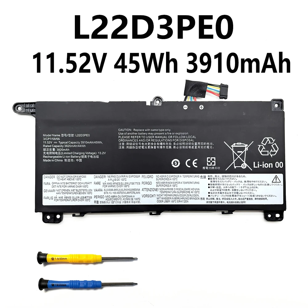 

L22D3PE0 11.52V 45Wh 3910mAh Laptop Battery For Lenovo Thinkbook 14 gen 6 L22C3PE0 L22B3PE0 L22L3PE0 L22M3PE0 free tools