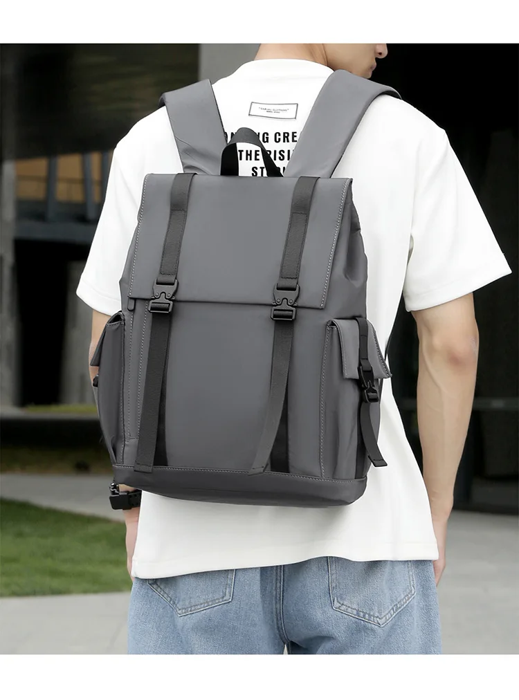 New Minimalist Men's Backpack, Casual and Fashionable Business Computer Bag, Water-resistant Large-capacity Flip-top Backpack