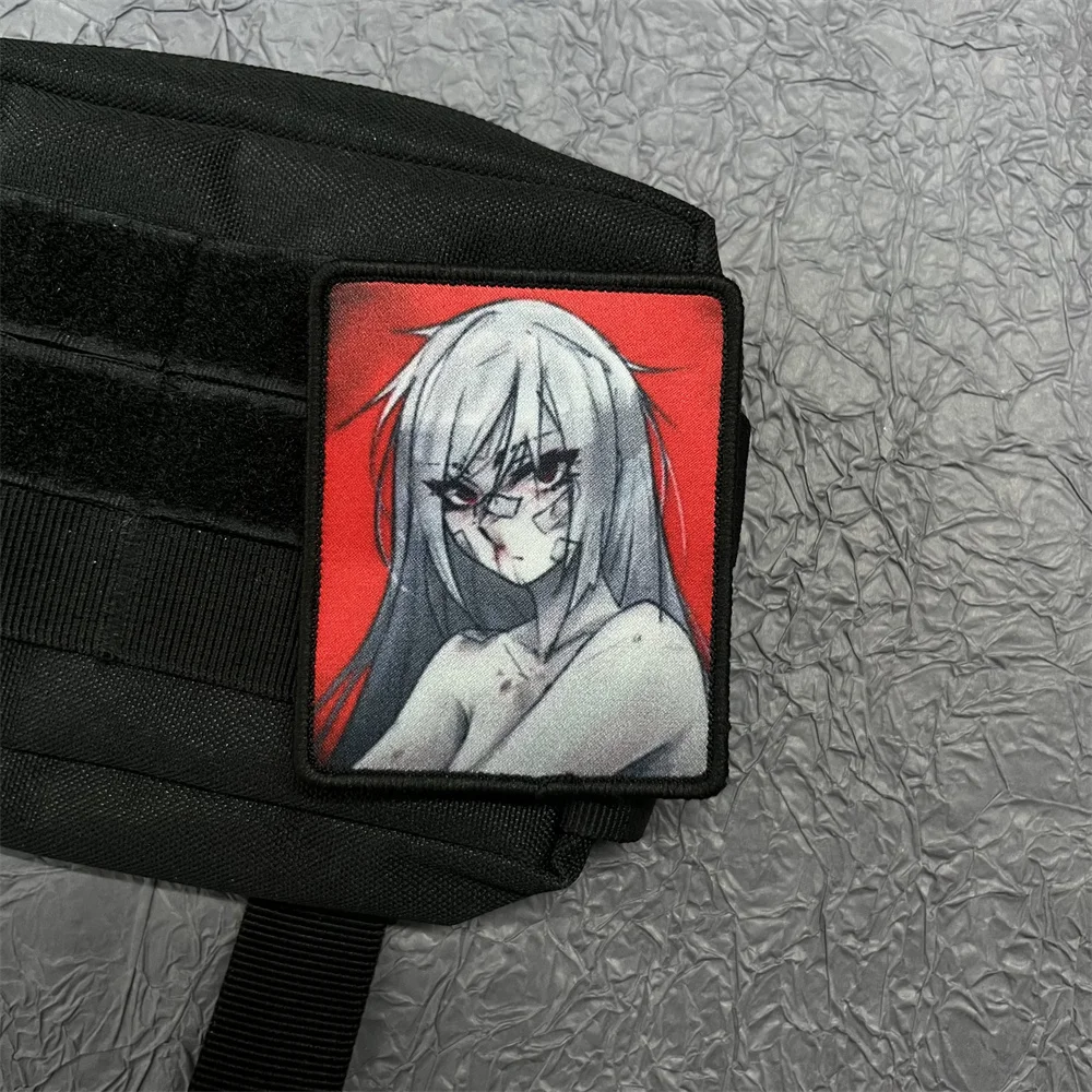 Girl Anime Patch for Clothes Printing Badges Hook and Loop Patches Backpack Tactical Equipment Cartoon Beauty Emblem