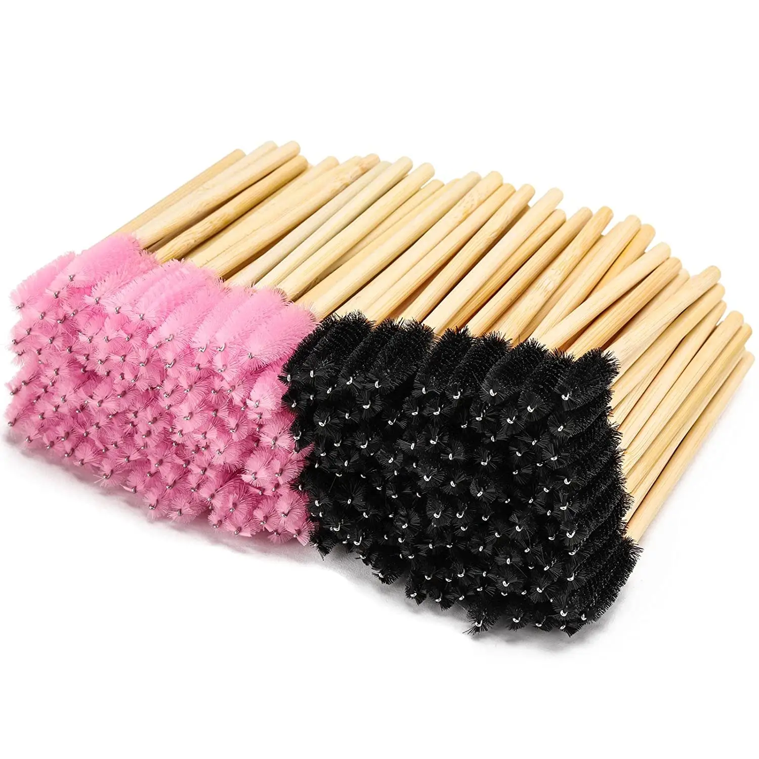 500pcs Bamboo Handle Mascara Wands Applicator Disposable Eyelash Brush For Lashes Extension Makeup Brushes Pink Black