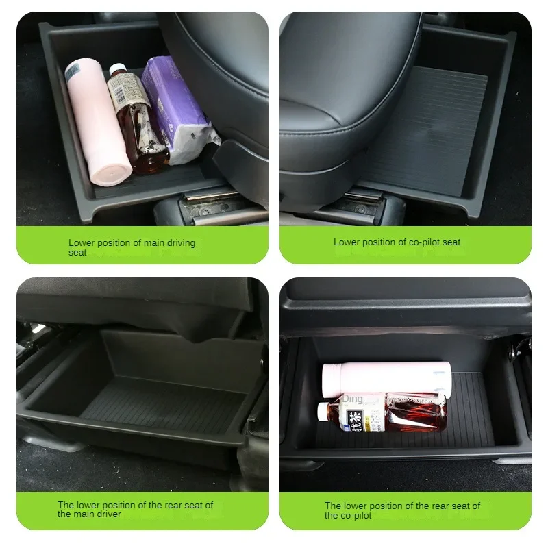 Per Tesla Model X 2023 Under Seat Storage Box Case Organizer TPE + ABS Dual Layers Underseat cassetto vassoio accessori interni