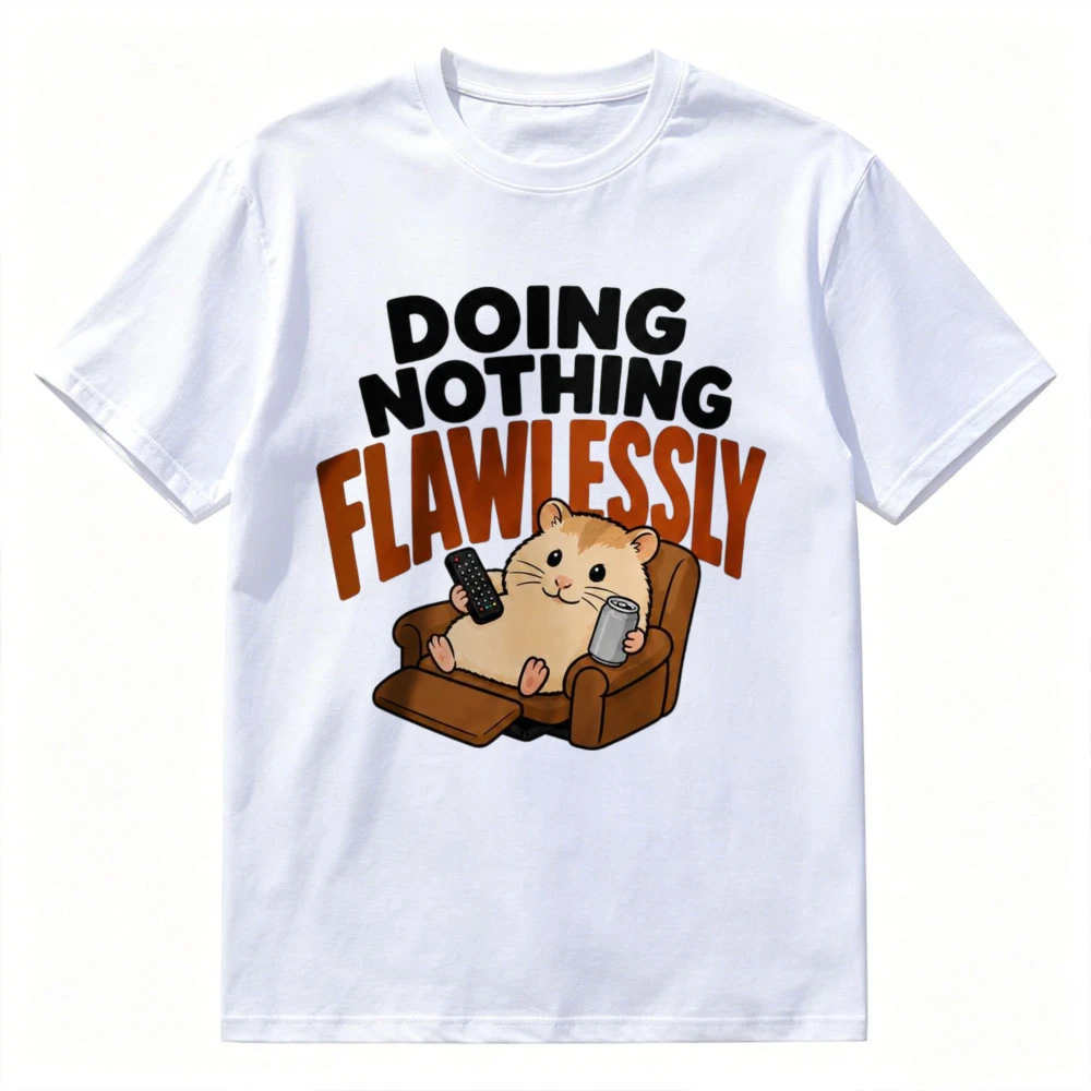 Doing Nothing Flawlessly Hamster Tees Funny Homebody Tshirt Funny Lazy Hamster Graphic Shirt Fashion Unisex Cotton Clothing