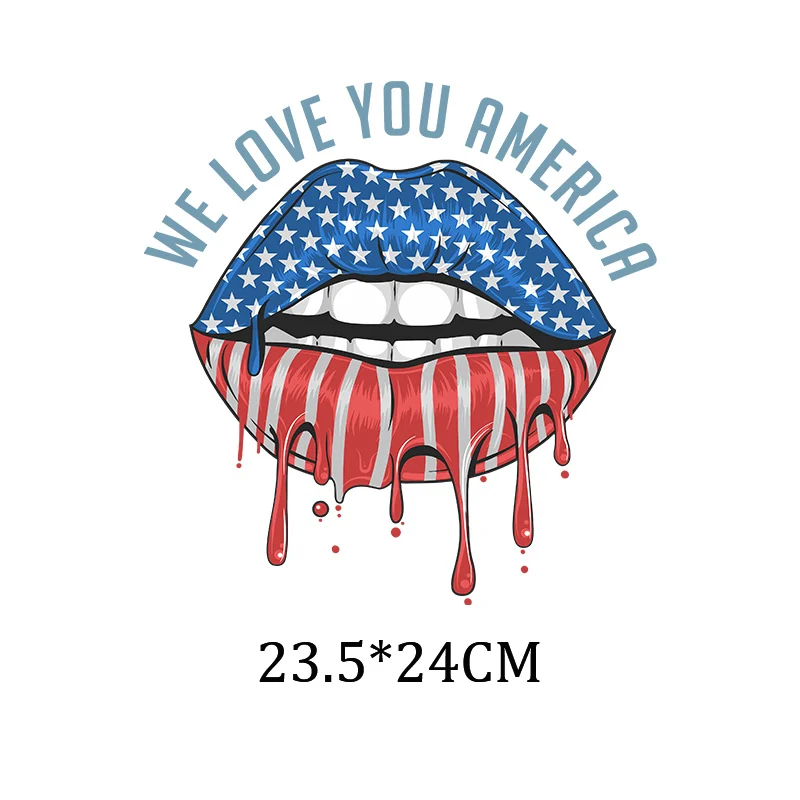 Colourful Lips Iron-On Heat Transfer Print-On T-Shirt Hoodies Patches For Clothing DIY Ladies Thermal Sticker Applique