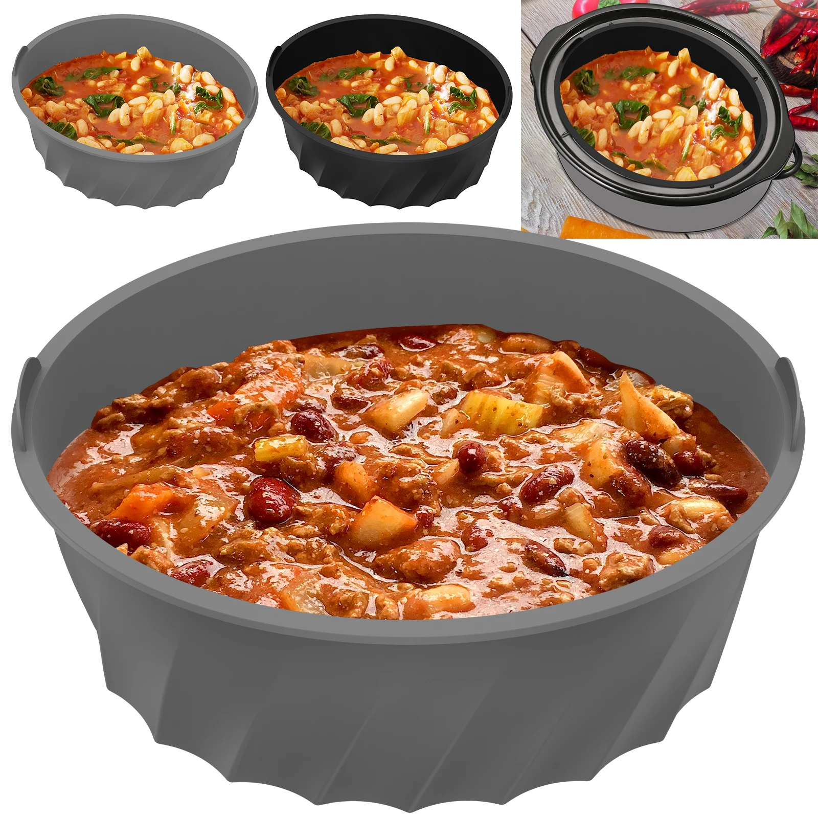 Silikon Slow Cooker Liner wieder verwendbarer Slow Cooker Silikone insatz mit Griff auslaufs icherer Slow Cooker Liner Einsatz für 7-8qt Topf