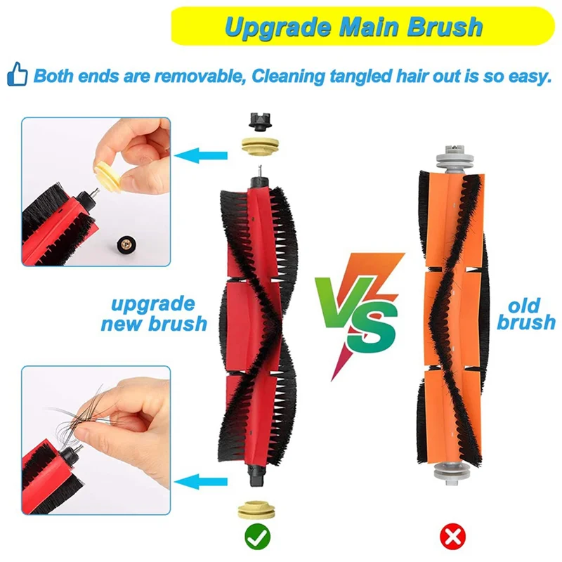 Запасные части, основная щетка, боковая щетка, HEPA-фильтр, совместимый для Roborock S5 S6 S50 S51 S55, аксессуары для пылесоса # АБГП