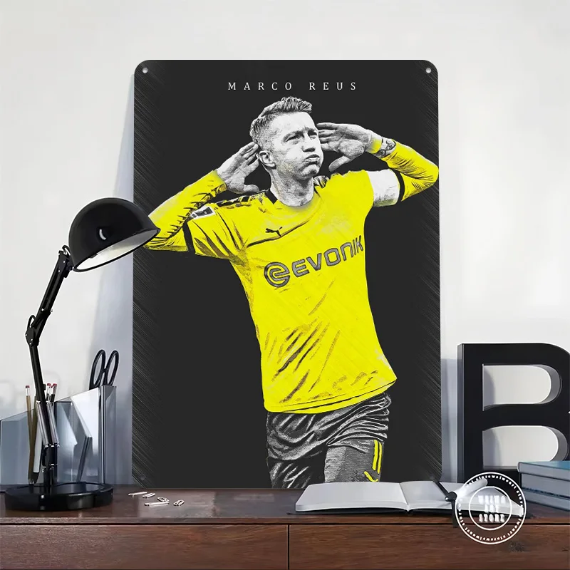 Marco Reus Dortmund Metal Poster Customized Wall Art Retro Vintage Metal Tin Signs for Room Ornaments Bedroom Decorations House