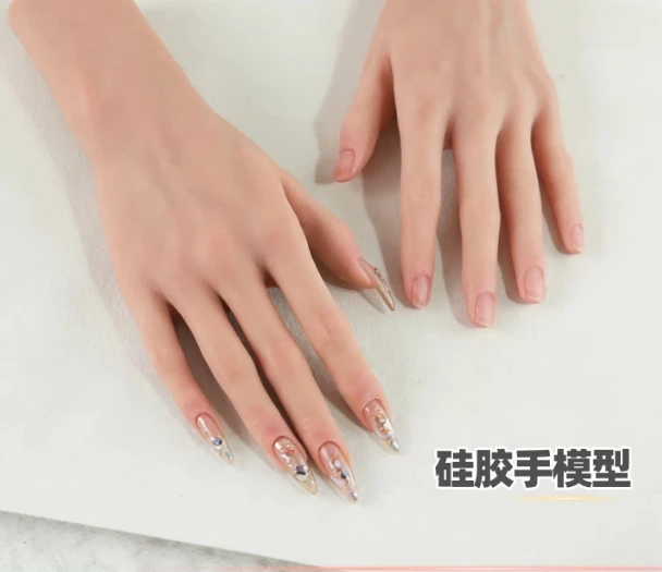 Fake Female Silicone Hand Model Realistic American Supermodel Fake Nail Manicure Hands Painting Sketch Props Display