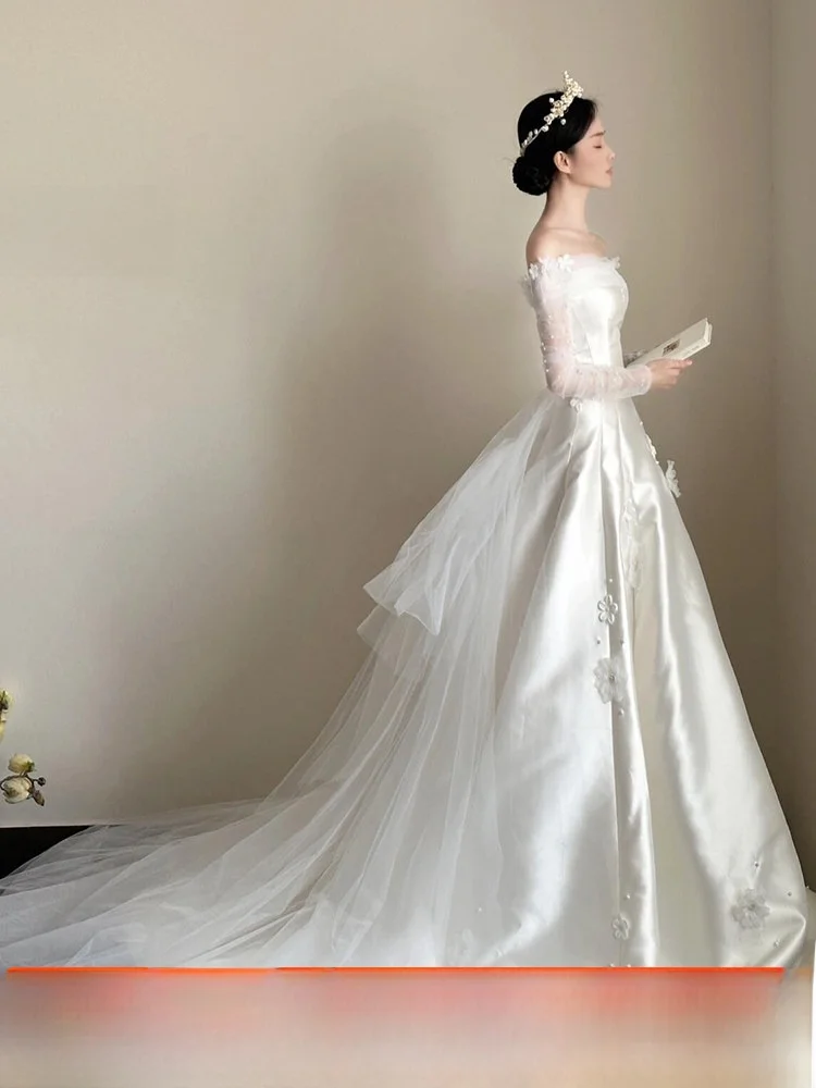 

Silk Satin One oulder Bridal Gown Travel Photoaphy Wedding Dr 2026 New Sle Ele Quali Ouound Gown