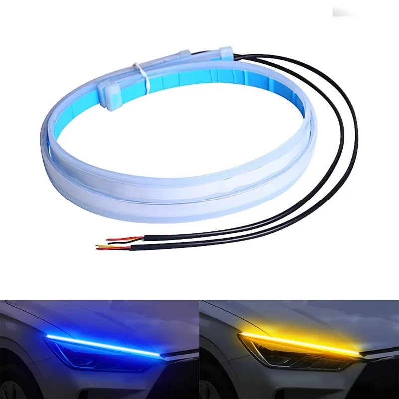 2pcs Led DRL Turn Signal Light Strip Flexible Waterproof Auto Headlight Surface Decorative Lamp Car Daytime Running lights 12v