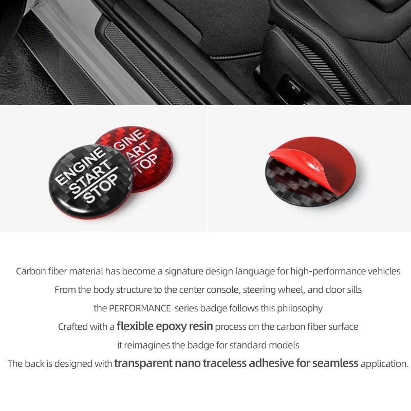 For Honda Civic 10th Gen 2016-2021 Real Carbon Fiber Engine Start Stop Button Cover Trim Sticker Car Interior Tuning Accessories view 2