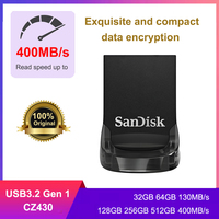 SanDisk Ultra Fit USB 3.2 Flash Drive 32GB/64G/128G/256GB/512GB Shockproof encrypted mini computer, business car USB drive CZ430