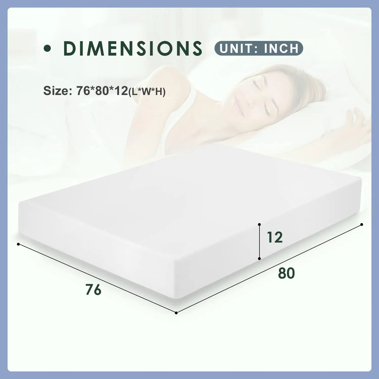 12 Inch Gel Memory Foam Mattress/Bed-in-a-Box/Bed Mattress/Medium Firm Mattress with Removable Cover Fiberglass Free