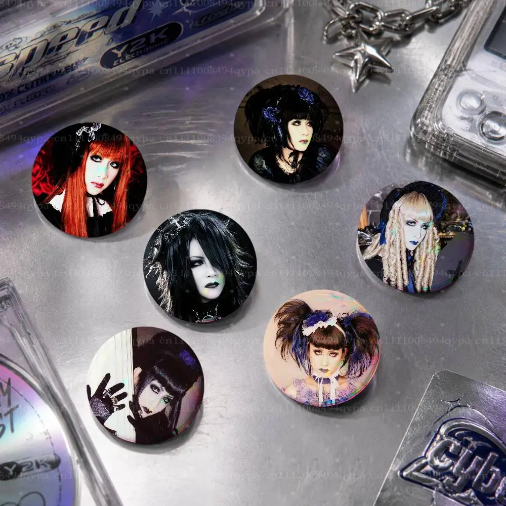 M-Mana Sama M-Malice Mizer Button Supplies Round Badge Pins Clothes Decor Metal Pin Back Cover Metal Cover Laser Film