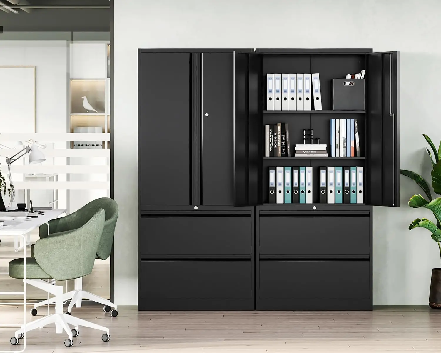 File Cabinet for Home Office, Metal Storage Cabinets with Adjust Shelves and Lock,2 Drawers Filing Cabinets-Hang
