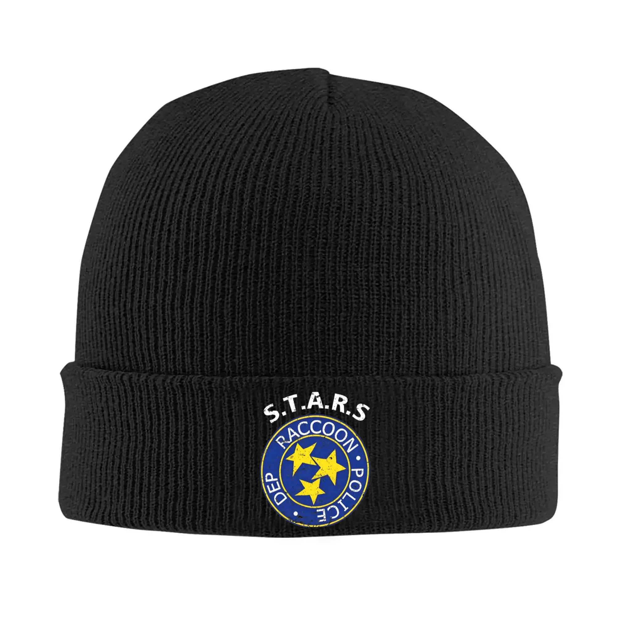 Residents Game Evils Stars Logo RPD Knitted Caps Women Men Skullies Beanies Winter Hat Acrylic Raccoon Dep Police Melon Cap