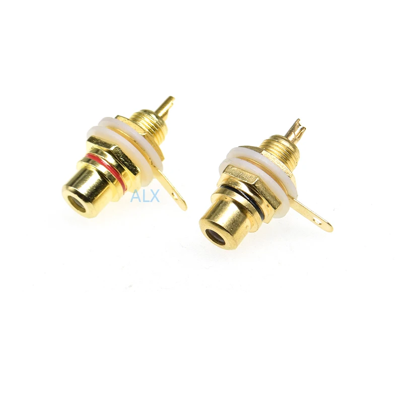 2/5/10pcs Panel Mount Gold Plated Rca Female Plug Jack Audio Socket Amplifier Chassis Phono Connector With Nut Solder Cup