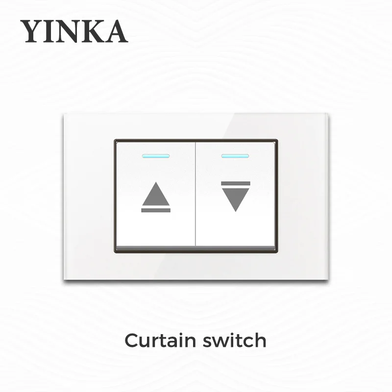 YINKA Tempered Glass Panel Curtain Switch Rolling Shutter Door Switch Black White Gold Grey