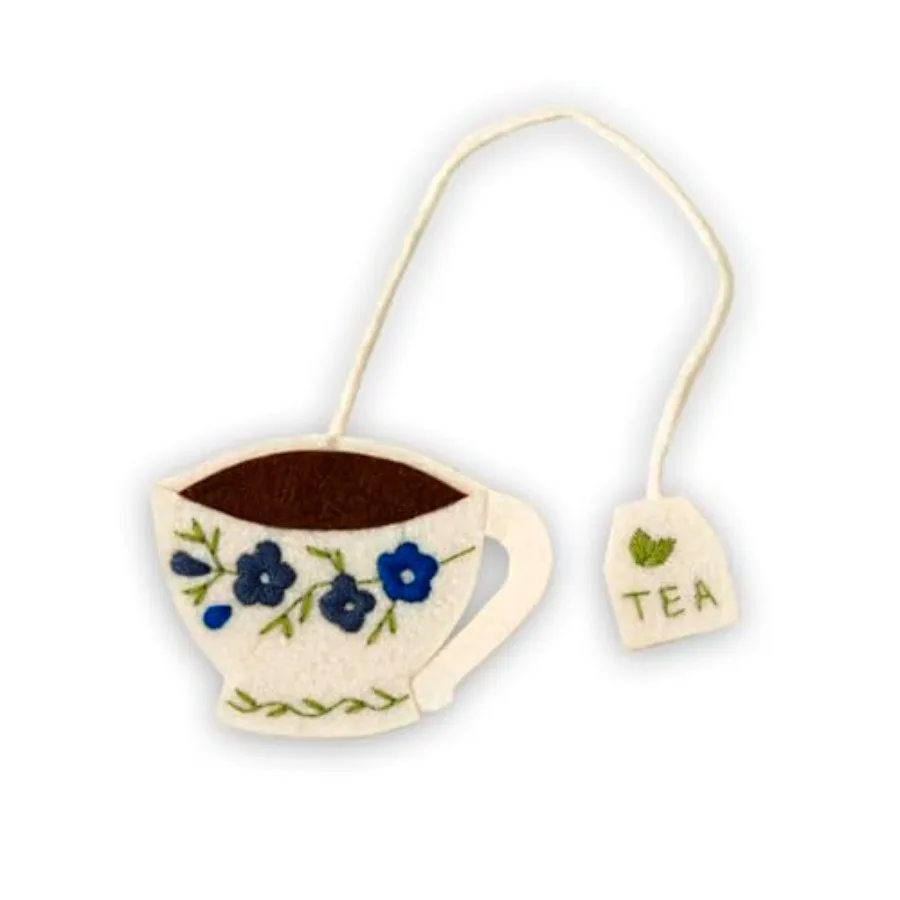 

Embroidered Teacup Bookmark with Floral Design Cute Tea Cup Bookmark for Book Lovers, Readers and Teachers Unique Gift for Wome