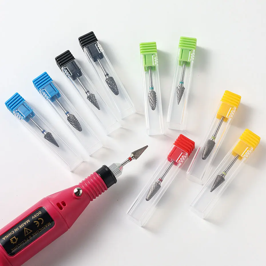 1pc タングステン鋼ネイルドリルビット回転バリミルネイルカッターネイルジェルポリッシュリムーバーネイルチップ研削ヘッドマニキュアツール