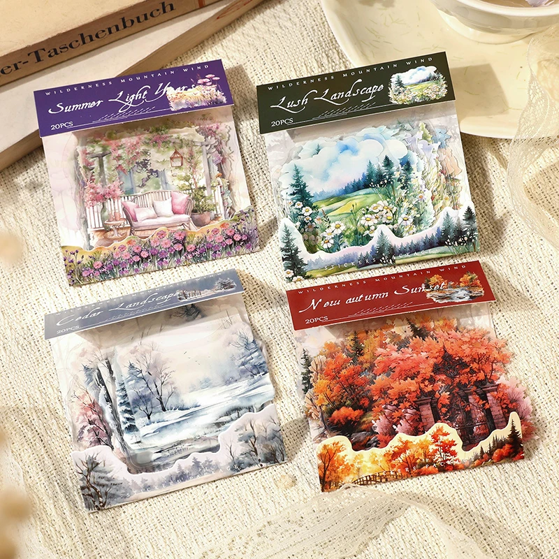 20 Stück Vintage Garden Series Scrapbooking-Aufkleber, Material, perfekt für Collage, Journaling, DIY-Bastelbedarf