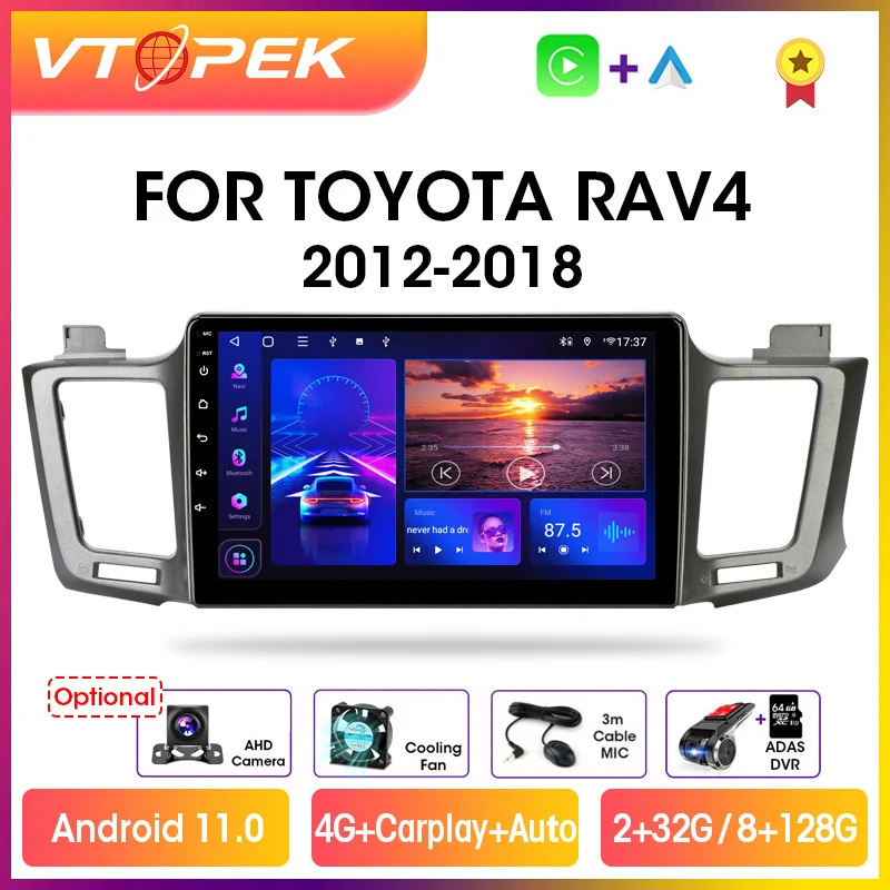 

Vtopek 10.1" 4G DSP 2din Android 11.0 Car Radio Multimidia Video Player Navigation GPS For Toyota RAV4 RAV 4 2012-2018 Head Unit