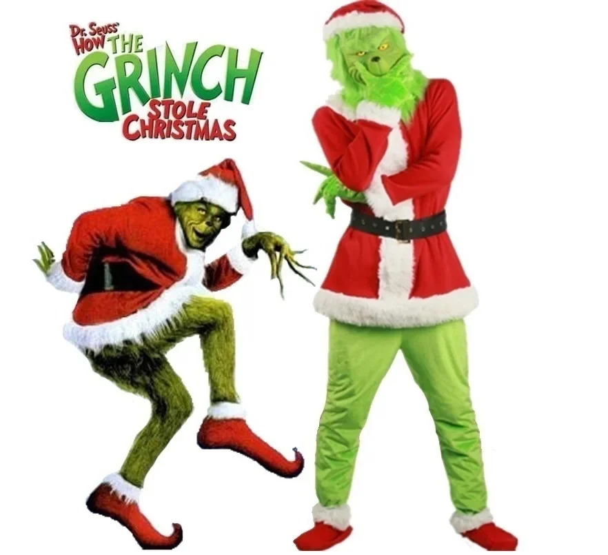 Christmas Spot Cosplay Clothes, Santa Claus, Geeks, Green Haired Monsters, Grinch Party Performance Costumes, European and Ameri