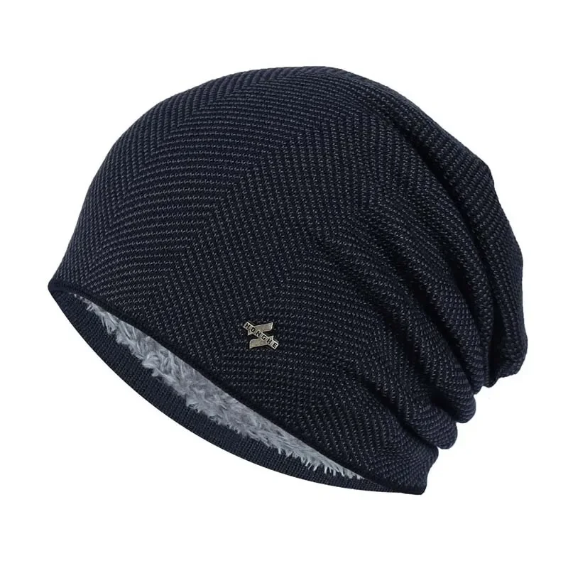 Men Unisex Winter Warm Knitted Hats Plus Velvet Women Outdoor Running Hiking Ski Caps Cycling Windproof Earmuffs