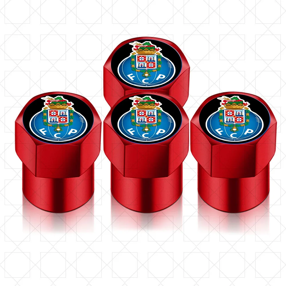 4 قطعة غطاء صمام السيارة العالمي اكسسوارات عجلة قضيب صمام إطار الإطارات الهواء ملصق ل FC بورتو كرة القدم كرة القدم أنصارين هدية