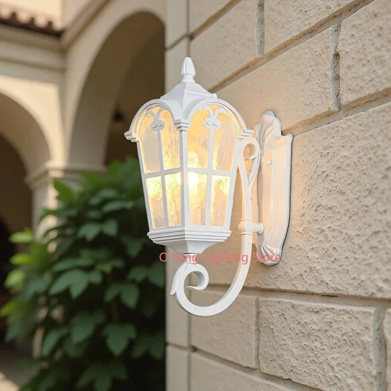 Applique murale blanche étanche pour villa, cour, portail, terrasse extérieure, balcon, jardin, éclairage paysager, version filaire