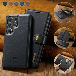 2 In 1 Case For Samsung Galaxy S25 S24 S23 S22 Ultra FE Note 20 A56 A36 A55 5G Wallet Magnetic Leather Card Holder Pocket Cover