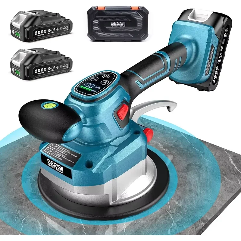 SEESII Tile Vibration Tool 145mm Vibration Leveling Machine 2000mAh Batteries Tile Vibrator With 10 Speeds For Laying Floor