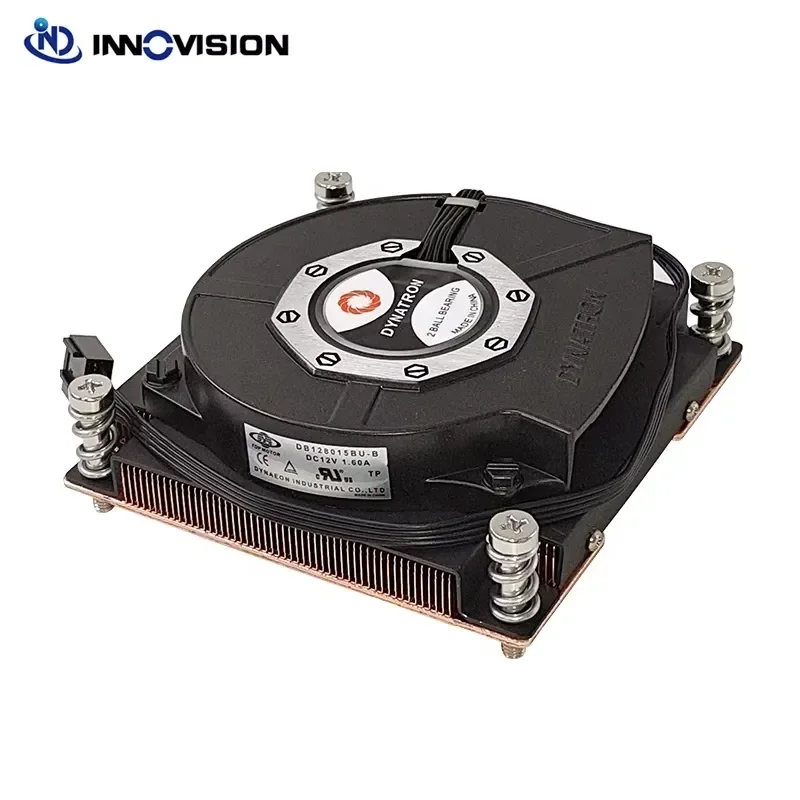 BOLRZO Dynatron R16 1U Square CPU Cooler Steam Chamber Copper Base LGA2011 LGA2066 Active Radiator for Rack Server Parts