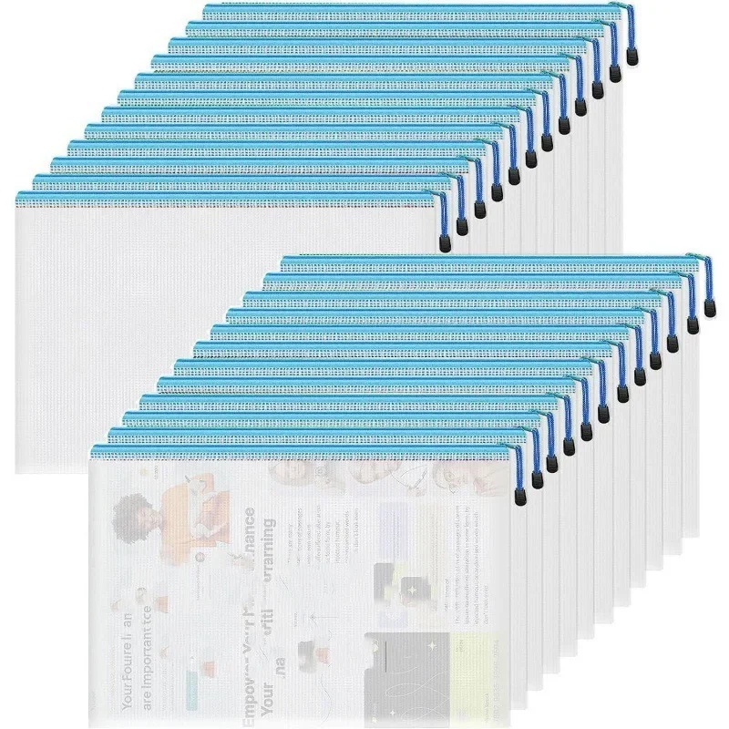 3/5PCS Stationery Storage Bag Folder File Mesh Zipper Pouch A3 A4 A5 A6 Document Bag Zip File Folders School Office Supplies