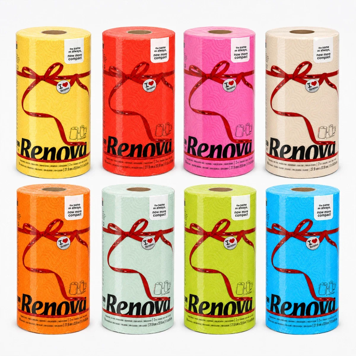 Renova Cream Paper Towel - 1 Roll - 120 Sheets - 2 Ply - Compact Strong Absorbent