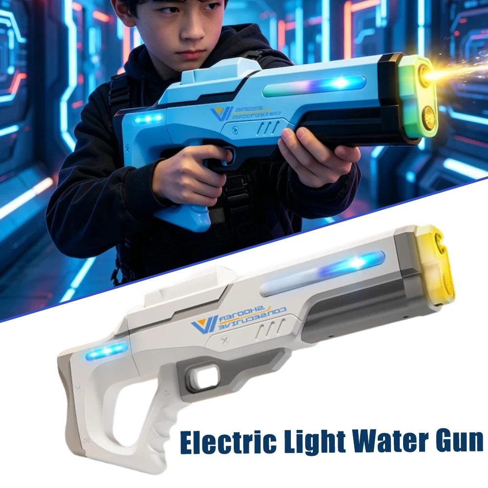 ledライト付き電動水鉄砲-usb充電式-大容量-急速充電-自動吸水式-水遊びおもちゃ-プール-ビーチ-裏庭用