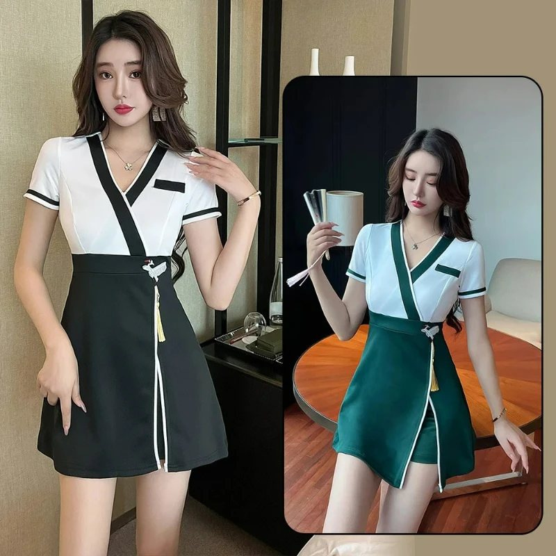 

Униформа Платье Женщина Салон Красоты Спа Отель Официант Эстетический Стол Массаж Ногтей Косметолог Кафе Сексуальная Рабочая Одежда