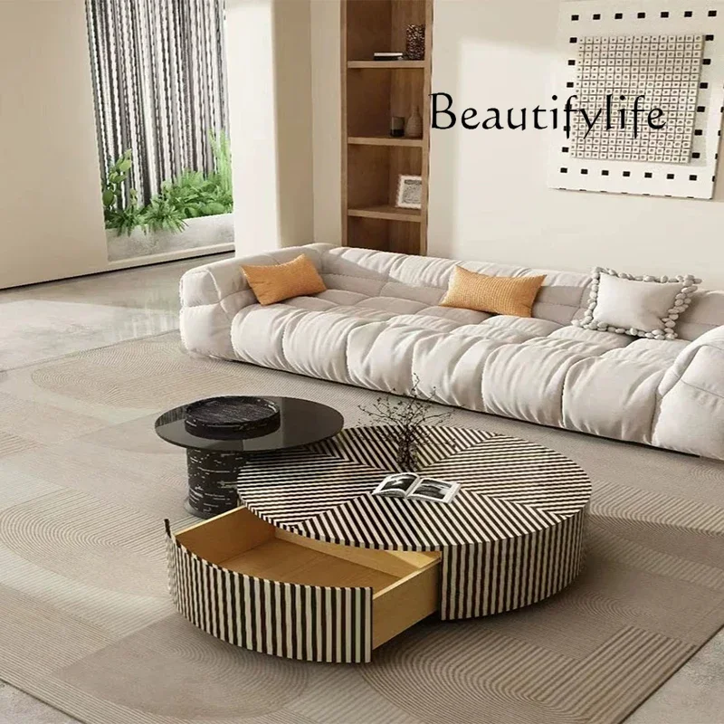 N40 Italian minimalist stripe size combination living room household small apartment modern light luxury coffee table side table