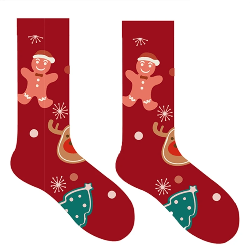 M2EA Adult Christmas Novelty Funny Crew Socks Cartoon Santa Snowman Holiday Hosiery