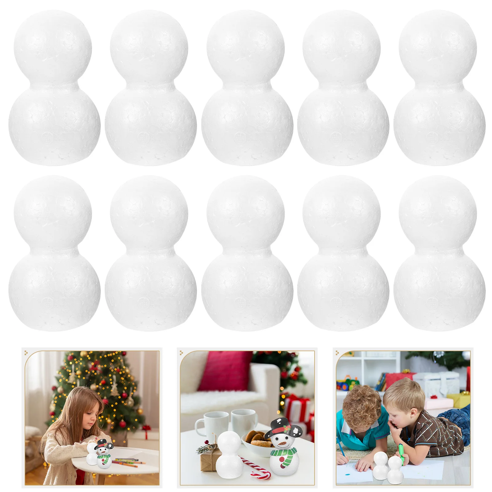 

10 PCS Snowman Craft Materials Foam Balls Shape Kit for Children Hands On Activities Creativity Christmas Decor