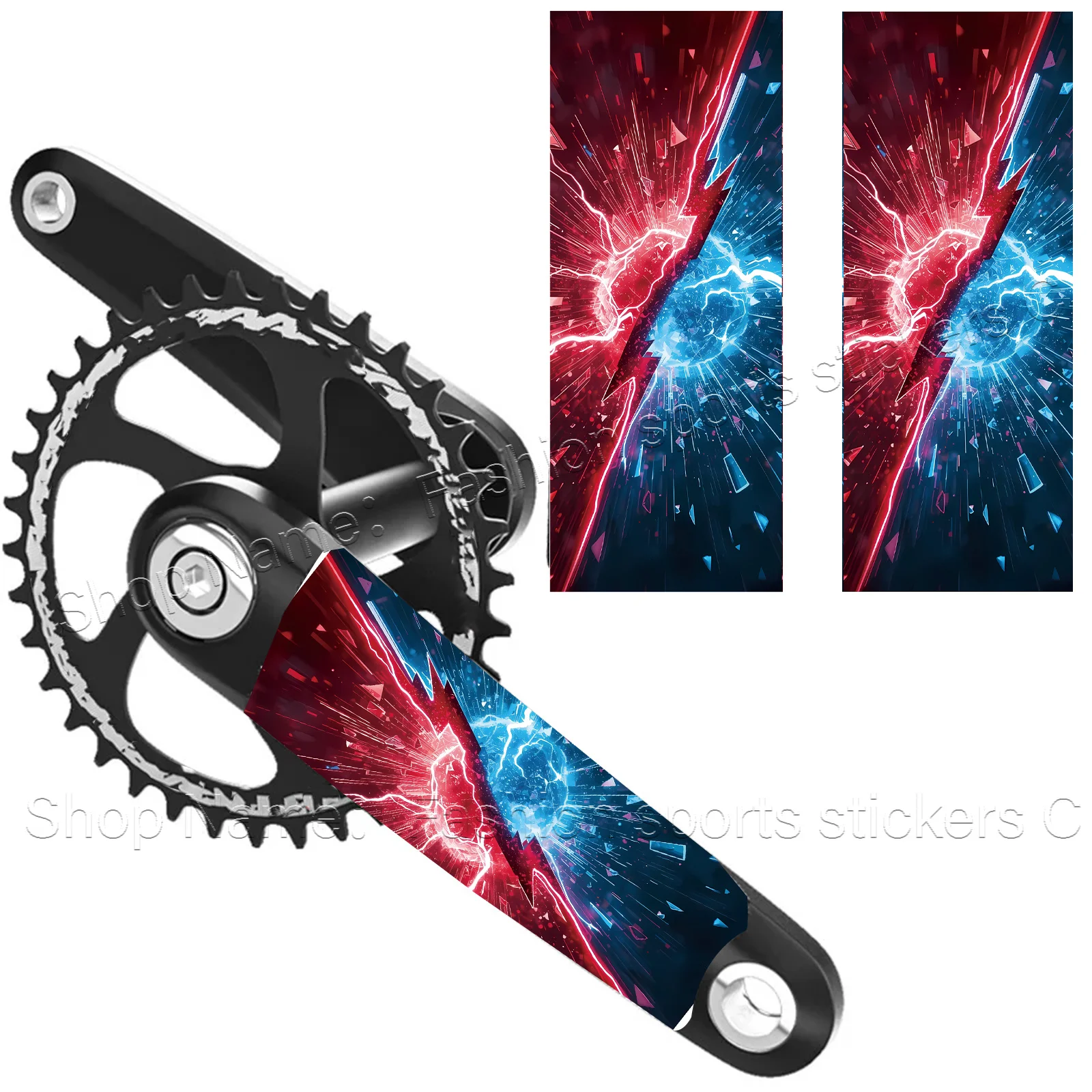 1 Pair Red Blue Lightning Waterproof Anti Scratch Crank Stickers For MTB Road Bike Crank Arm Decor