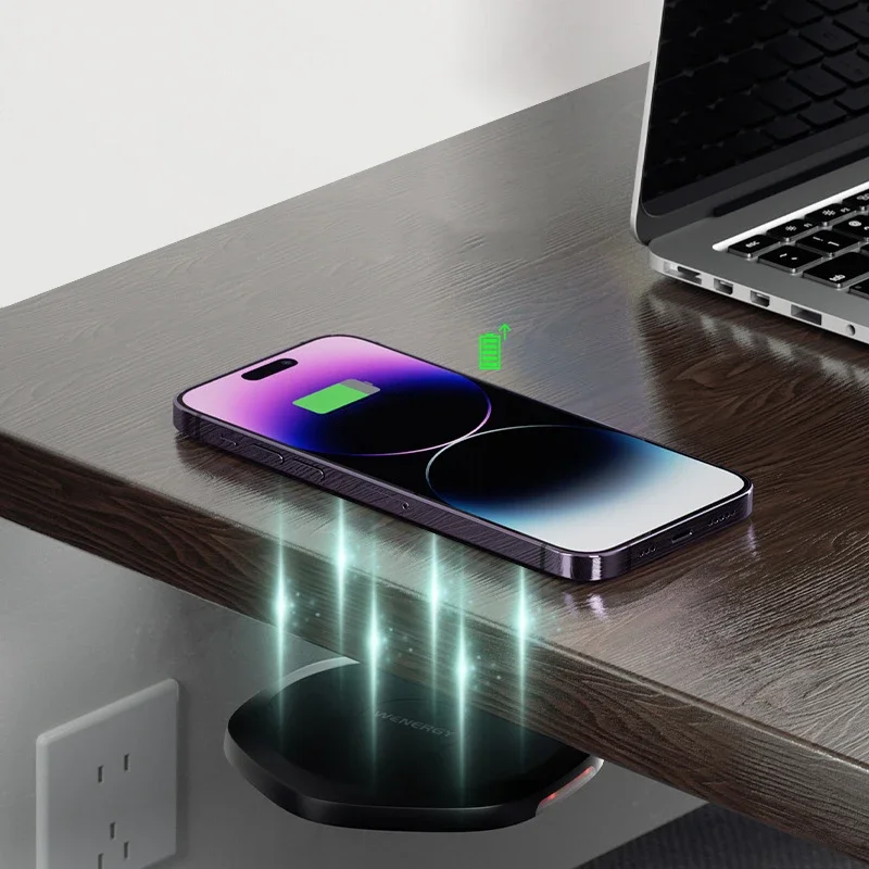 Invisible Wireless Charger 27mm Under Table Charger Furniture Fast Desk Wireless Charging Station for iPhone 15/14/13/12 Samsung
