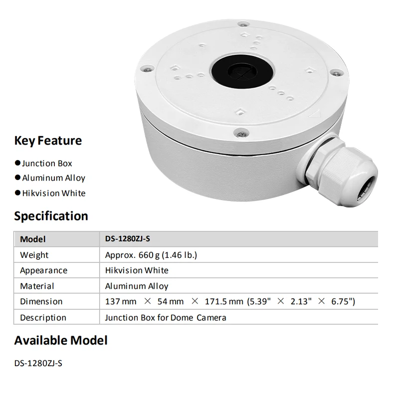 Hikvision DS-1280ZJ-S Junction Box CCTV Outdoor Camera Bracket Accessories Aluminum Alloy For Hik Dome Bullet Turret Camera OEM