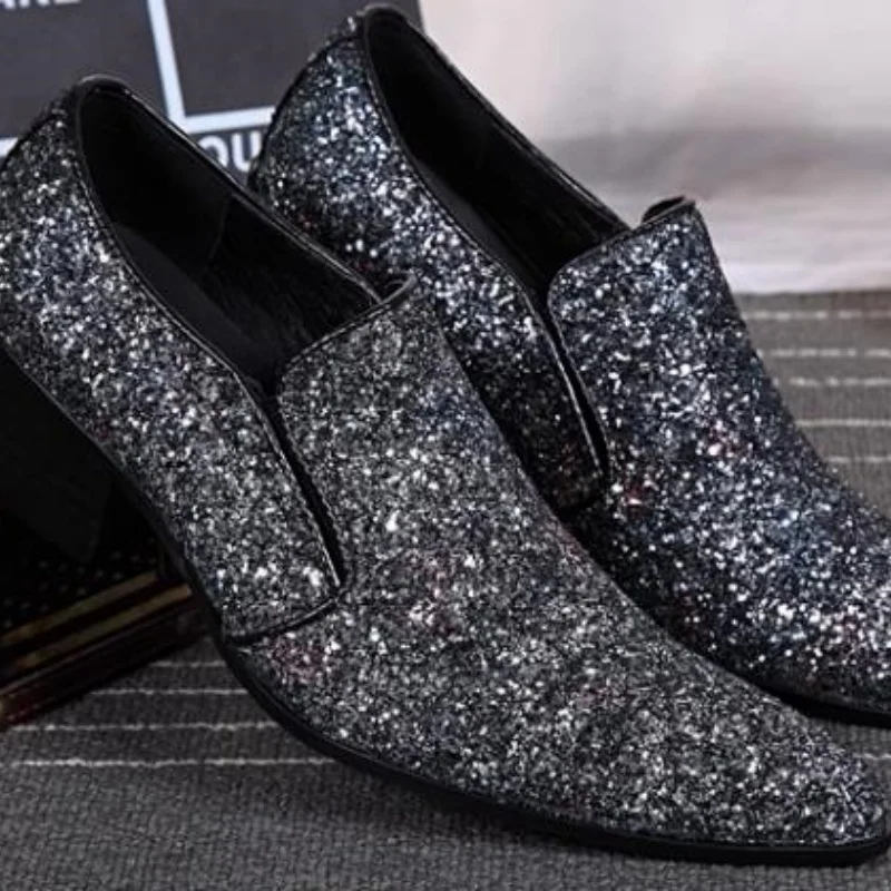 

Мужская обувь с блестками, острые пальцы, низкие каблуки, швейные линии, мужские лоферы, мужские лоферы на мелкой подошве, однотонные Zapatos Hombre со стразами