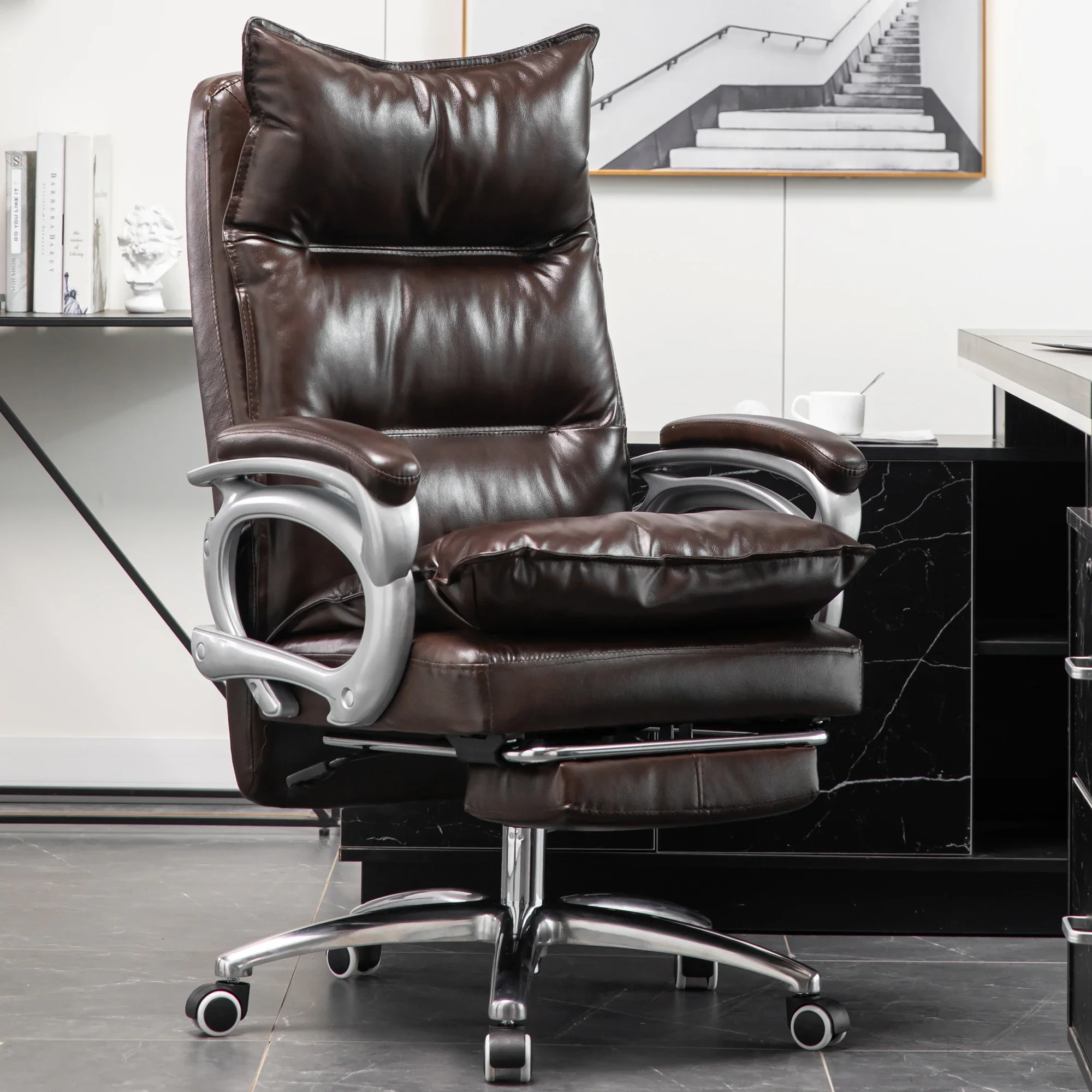 Comfort Office Chair Swivel Luxury Leather Lounge Computer Office Chair Ergonomic Support Office Muebles Hogarhotel Furniture